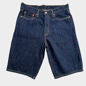 Levis 469 Loose Fit Shorts Mens 32 Blue Dark Wash Denim Jean Jorts Casual Skater